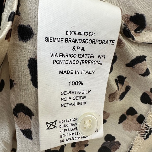 CALIBAN Animal Print Silk Shirt In Cream - Picture 4 of 9